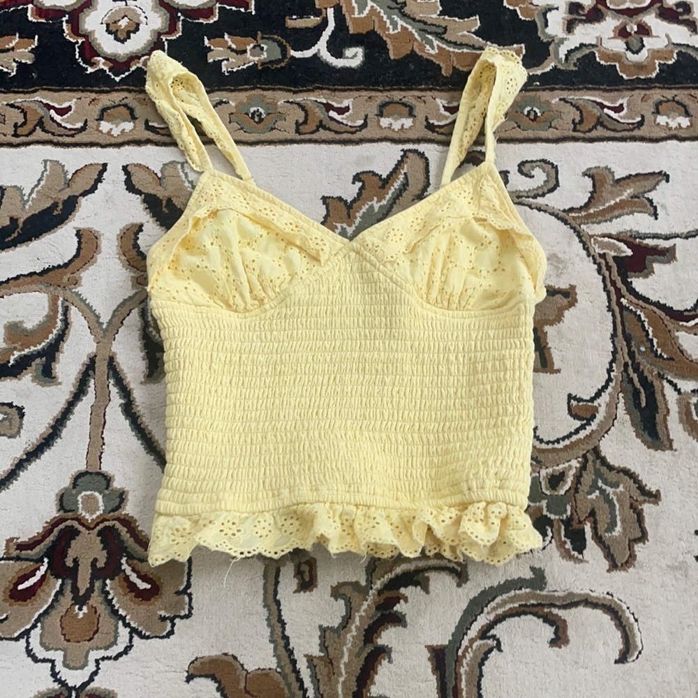 Yellow waist hugging flower tank top